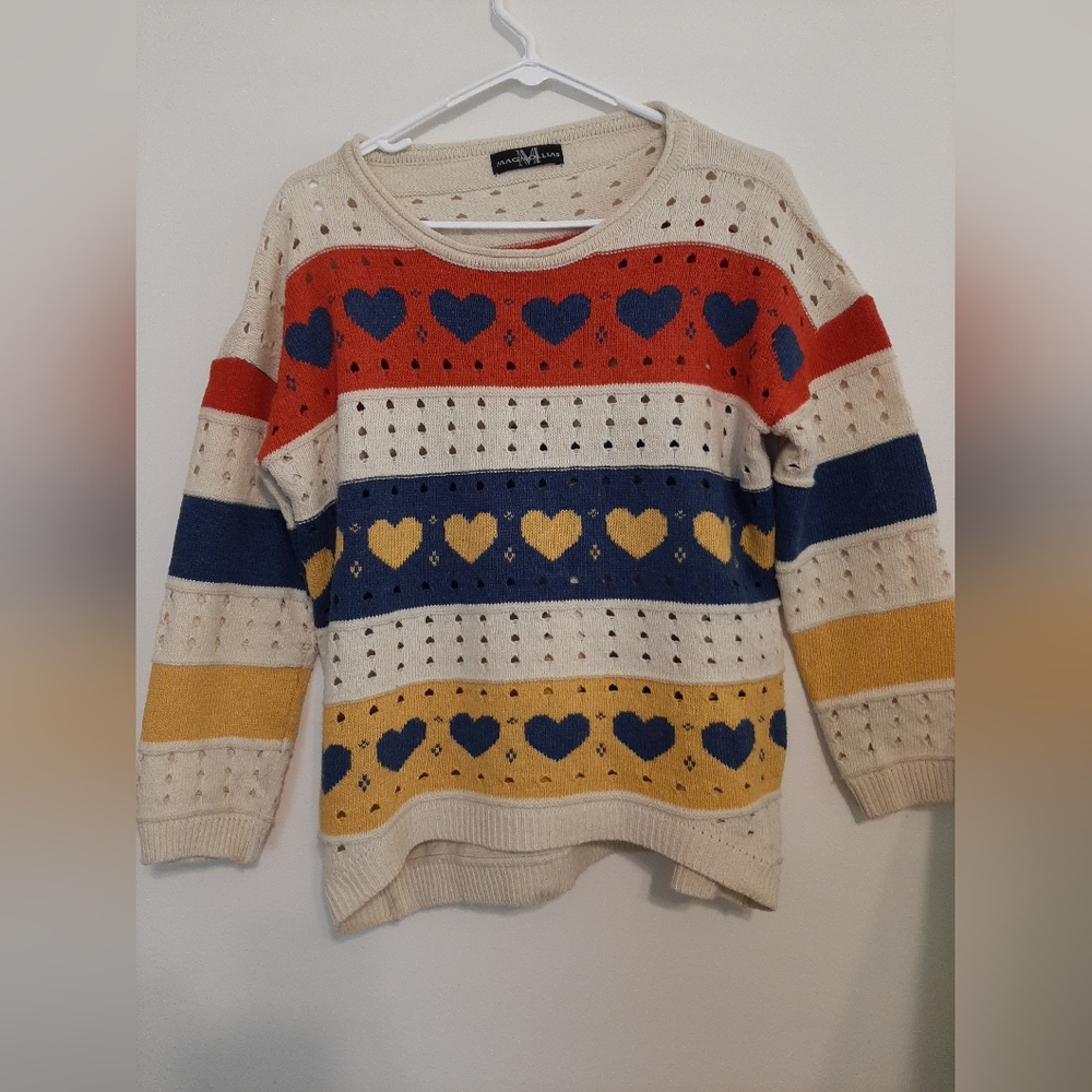 Magnolias patterned knit sweater